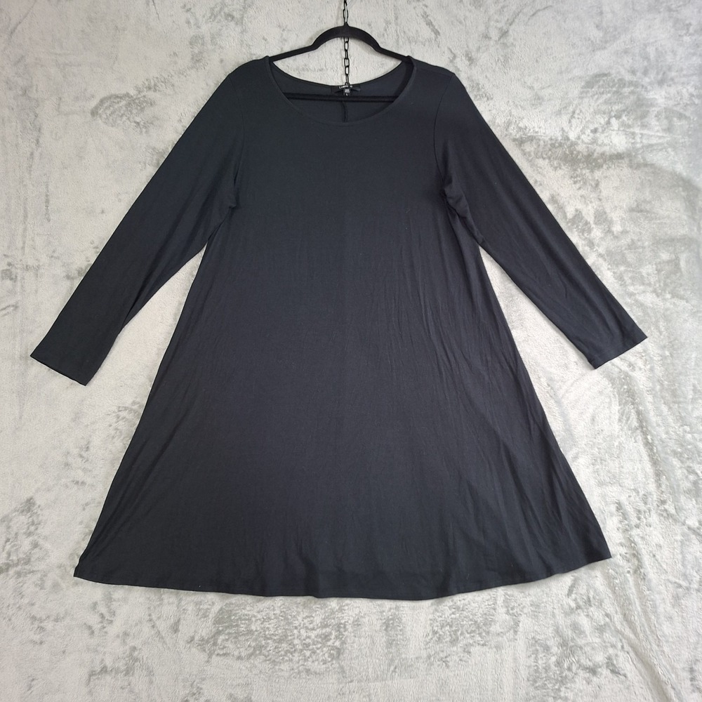 Comfy USA Women's Black Knit Flare Midi Shift Dress Size Large Made in USA